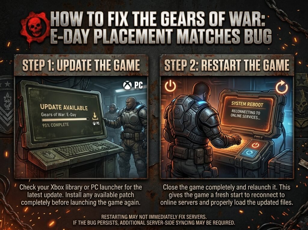 Gears of War E-Day placement matches bug fix